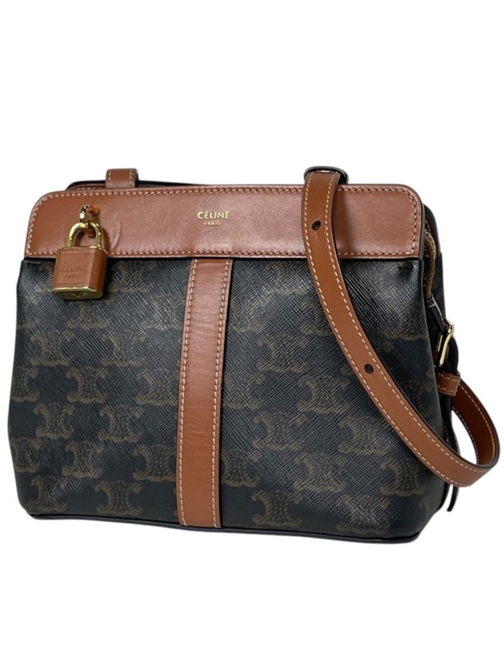Celine Shoulder Bag Triomphe Teen Cabas de France Brown